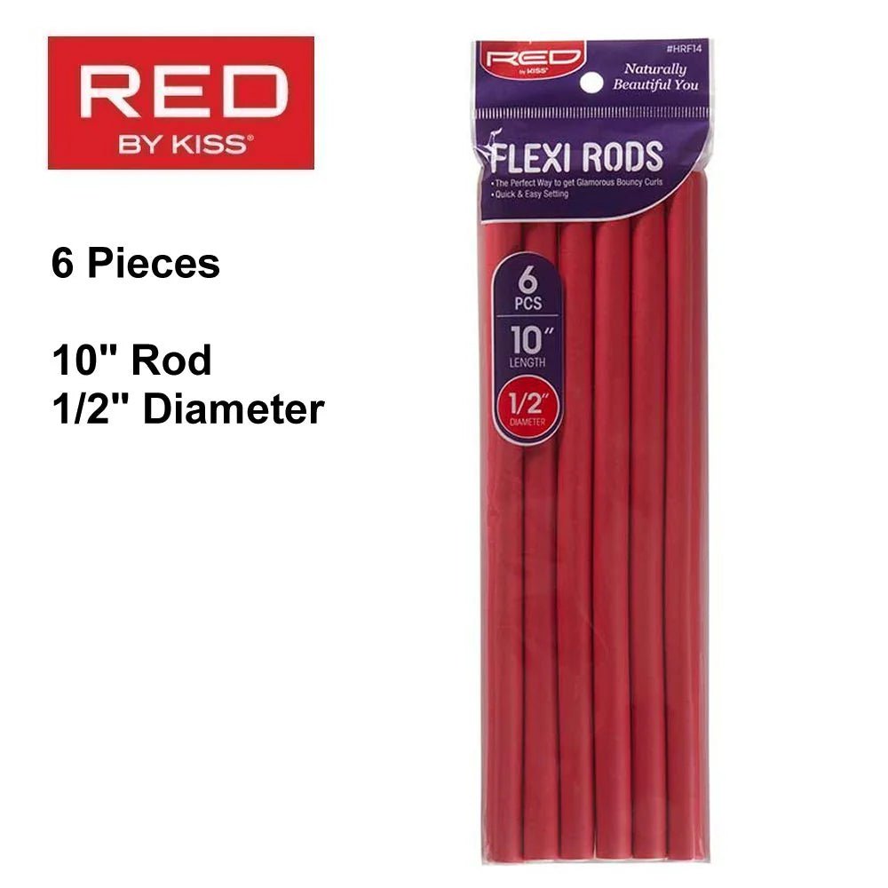 Red by Kiss Flexi Rods – 10" Length, 1/2" Diameter | 6PCS Value Pack for Full, Defined Curls - Beauty Exchange Beauty Supply