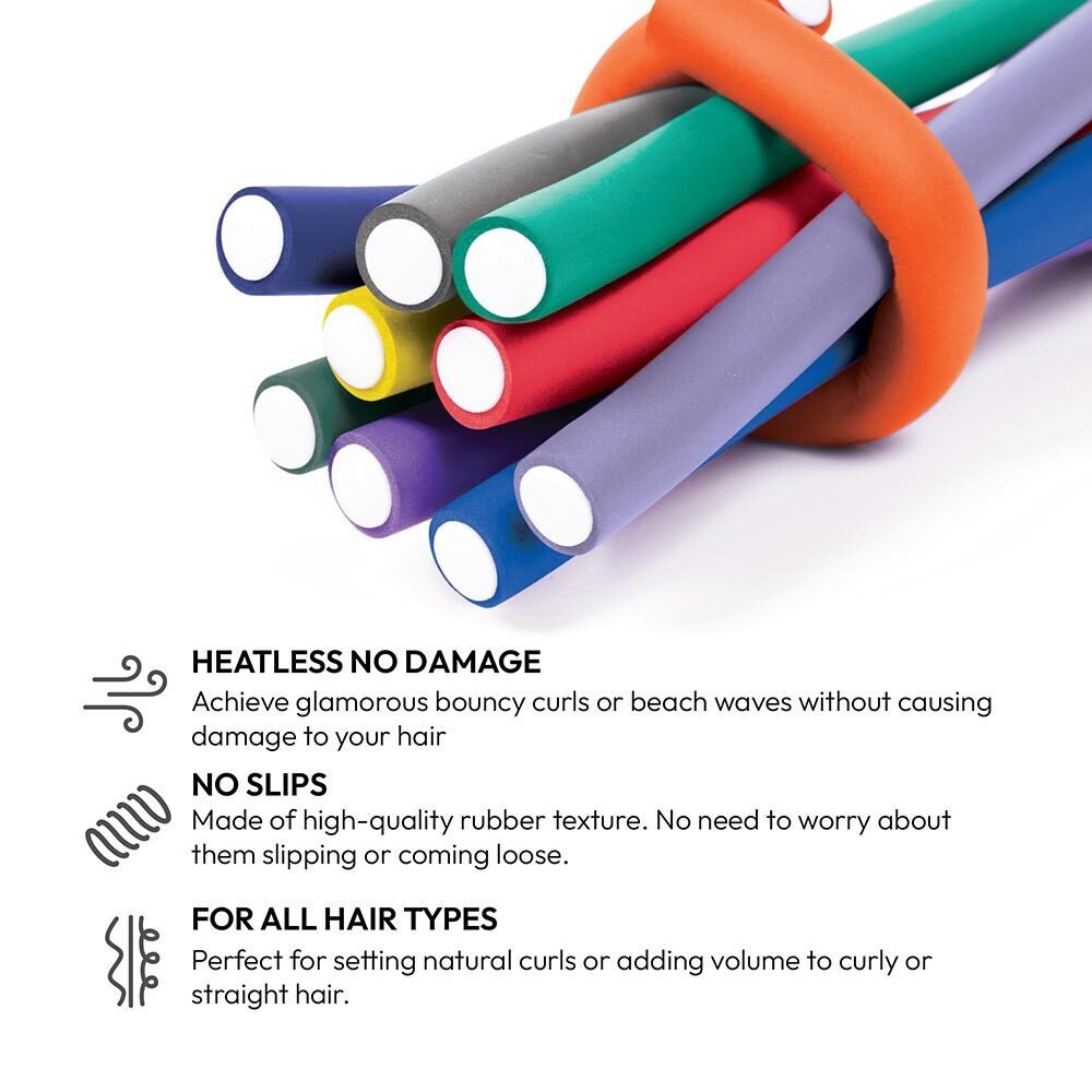 Red by Kiss Flexi Rods โ 10" Length, 3/4" Diameter | 10PCS Value Pack for Big, Soft, Heat - Free Curls - Beauty Exchange Beauty Supply