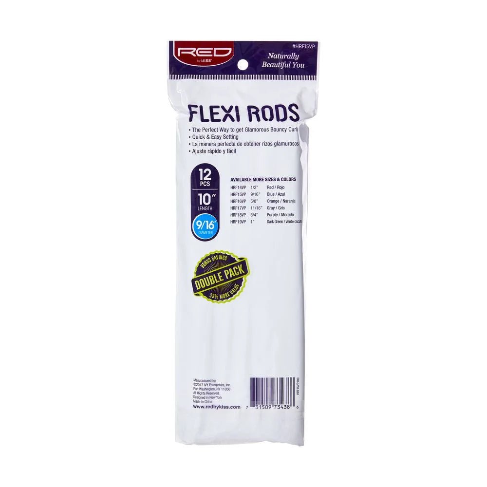 Red by Kiss Flexi Rods – 10" Length, 9/16" Diameter | Value Pack 12PCS for Long - Lasting, Heat - Free Curls - Beauty Exchange Beauty Supply