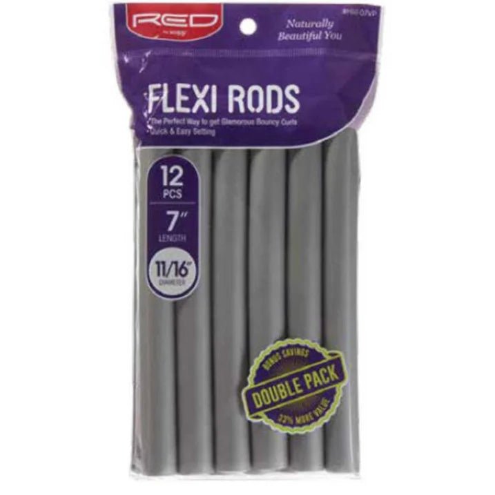Red by Kiss Flexi Rods – 7" Length, 11/16" Diameter | 12PCS Value Pack for Soft, Natural - Looking Curls - Beauty Exchange Beauty Supply
