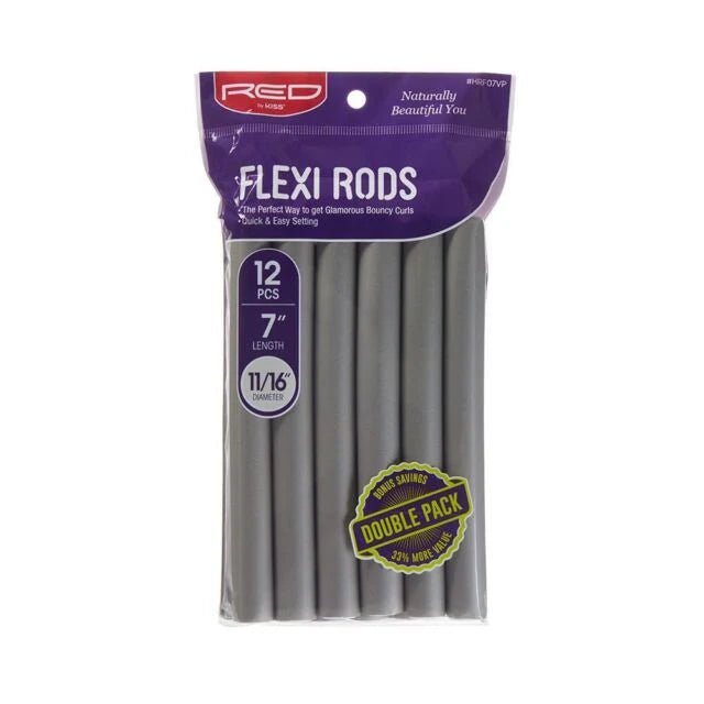 Red by Kiss Flexi Rods – 7" Length, 11/16" Diameter | 12PCS Value Pack for Soft, Natural - Looking Curls - Beauty Exchange Beauty Supply