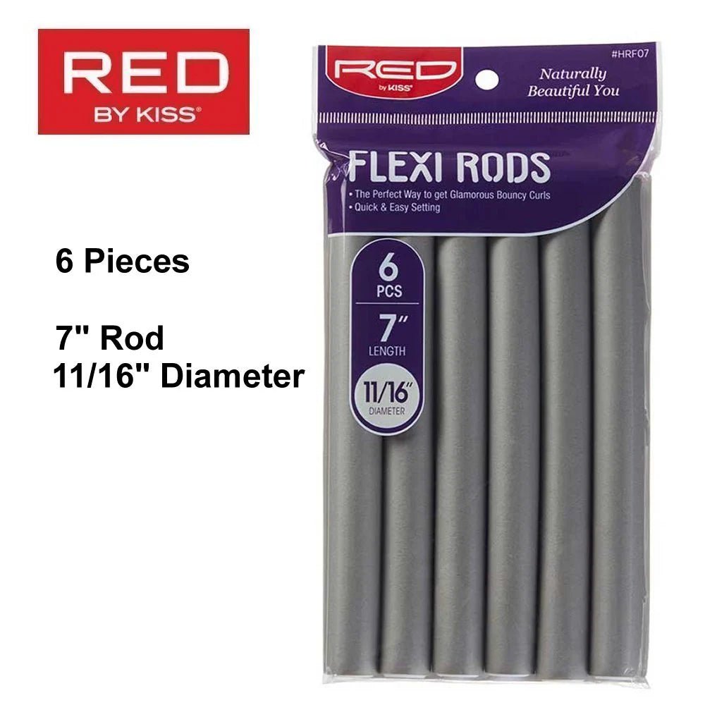 Red by Kiss Flexi Rods – 7" Length, 11/16" Diameter | 6PCS Value Pack for Soft, Voluminous Curls - Beauty Exchange Beauty Supply