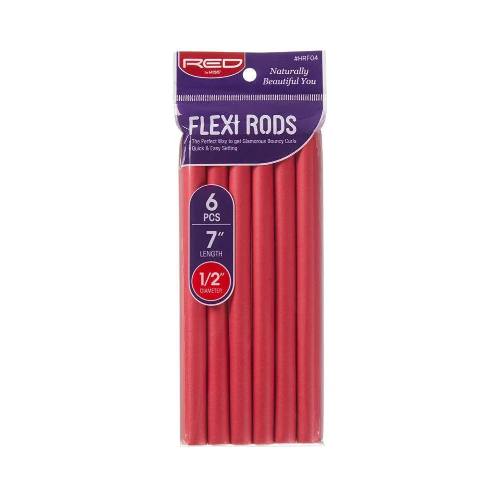 Red by Kiss Flexi Rods – 7" Length, 1/2" Diameter | 6PCS Value Pack for Soft, Defined Curls - Beauty Exchange Beauty Supply