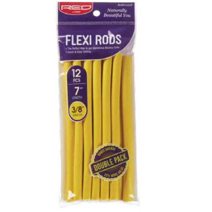 Red by Kiss Flexi Rods – 7" Length, 3/8" Diameter | 12PCS Value Pack for Extra - Tight, Heat - Free Curls - Beauty Exchange Beauty Supply