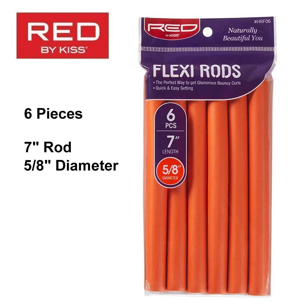 Red by Kiss Flexi Rods – 7" Length, 5/8" Diameter | 6PCS Value Pack for Soft, Bouncy Curls - Beauty Exchange Beauty Supply