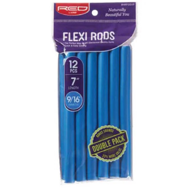 Red by Kiss Flexi Rods – 7" Length, 9/16" Diameter | 12PCS Value Pack for Medium, Heatless Curls - Beauty Exchange Beauty Supply