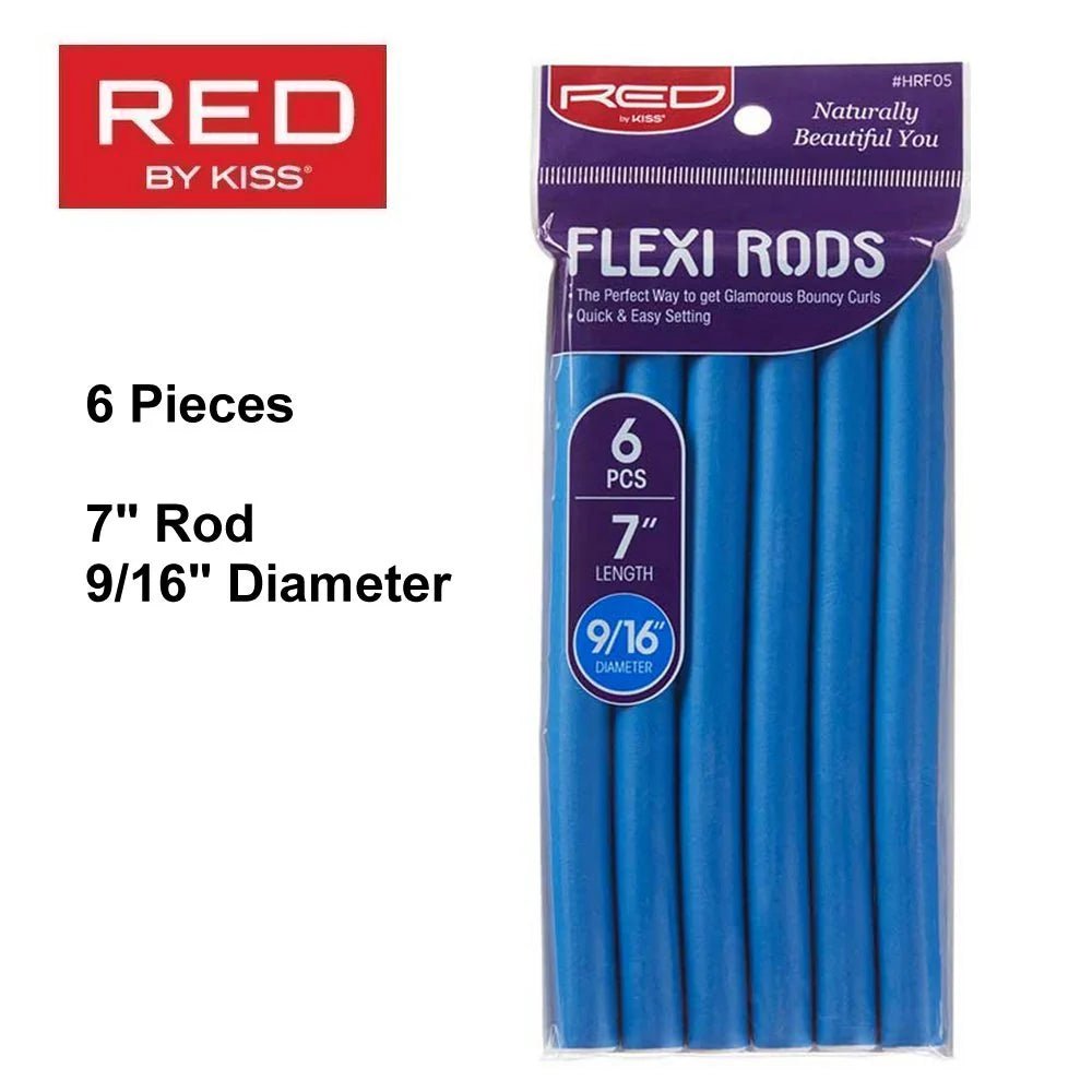 Red by Kiss Flexi Rods – 7" Length, 9/16" Diameter | 6PCS Value Pack for Defined Curls & Bounce - Beauty Exchange Beauty Supply