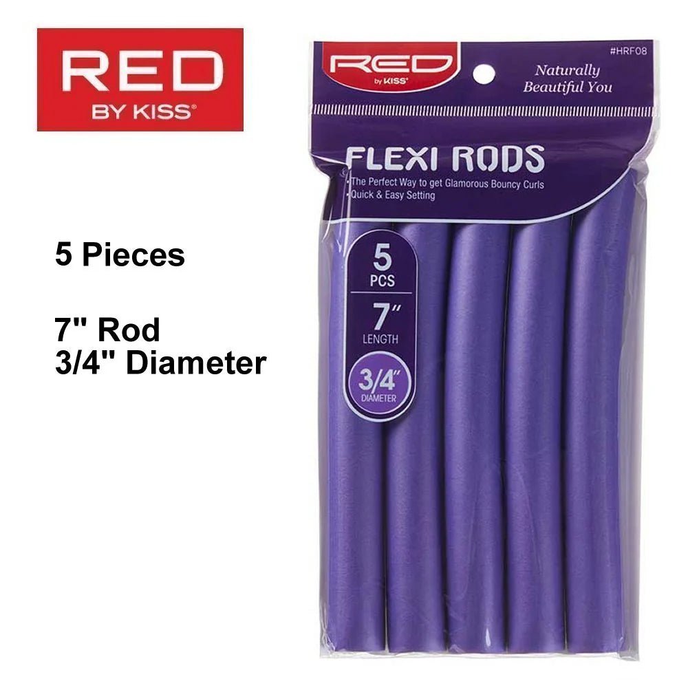 Red by Kiss Flexi Rods – HRF04 | 7" Length, 3/4" Diameter | 5PCS Pack for Voluminous, Soft Curls - Beauty Exchange Beauty Supply