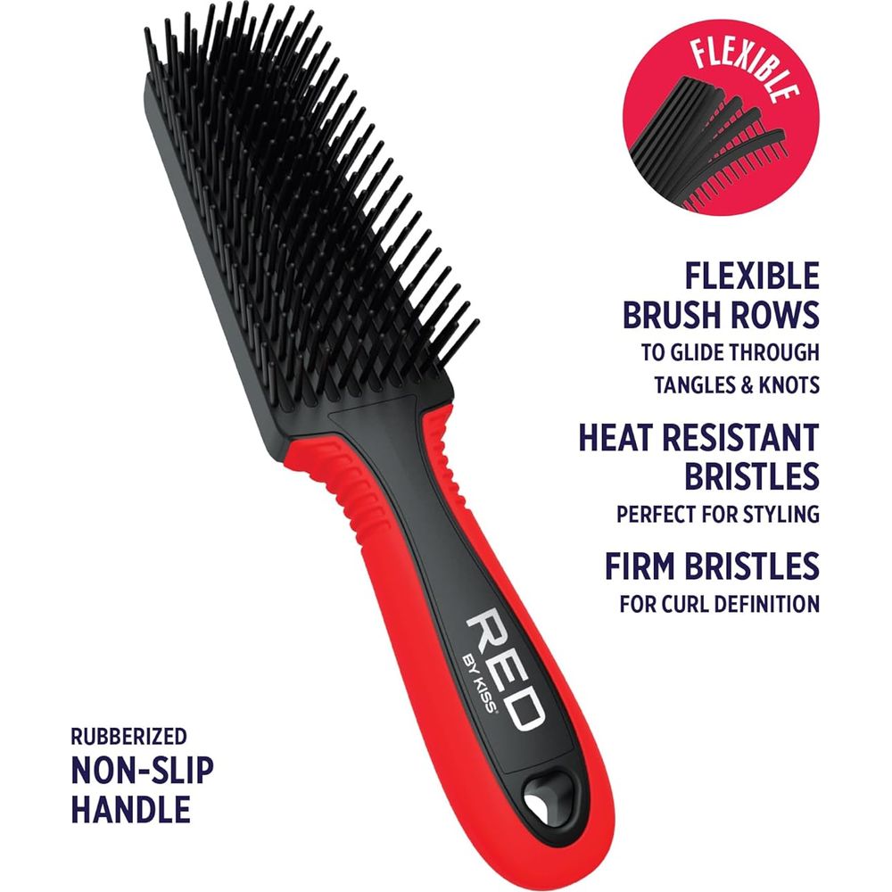 Red by Kiss Glide & Define Brush HH61 – Flexible, Curl - Friendly Detangler | Size: Full - Length Detangling Brush - Beauty Exchange Beauty Supply