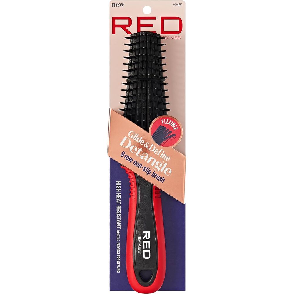 Red by Kiss Glide & Define Brush HH61 – Flexible, Curl - Friendly Detangler | Size: Full - Length Detangling Brush - Beauty Exchange Beauty Supply