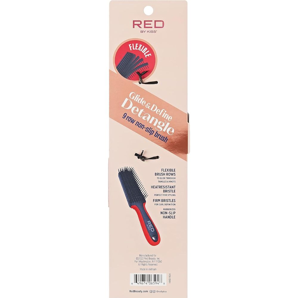 Red by Kiss Glide & Define Brush HH61 – Flexible, Curl - Friendly Detangler | Size: Full - Length Detangling Brush - Beauty Exchange Beauty Supply