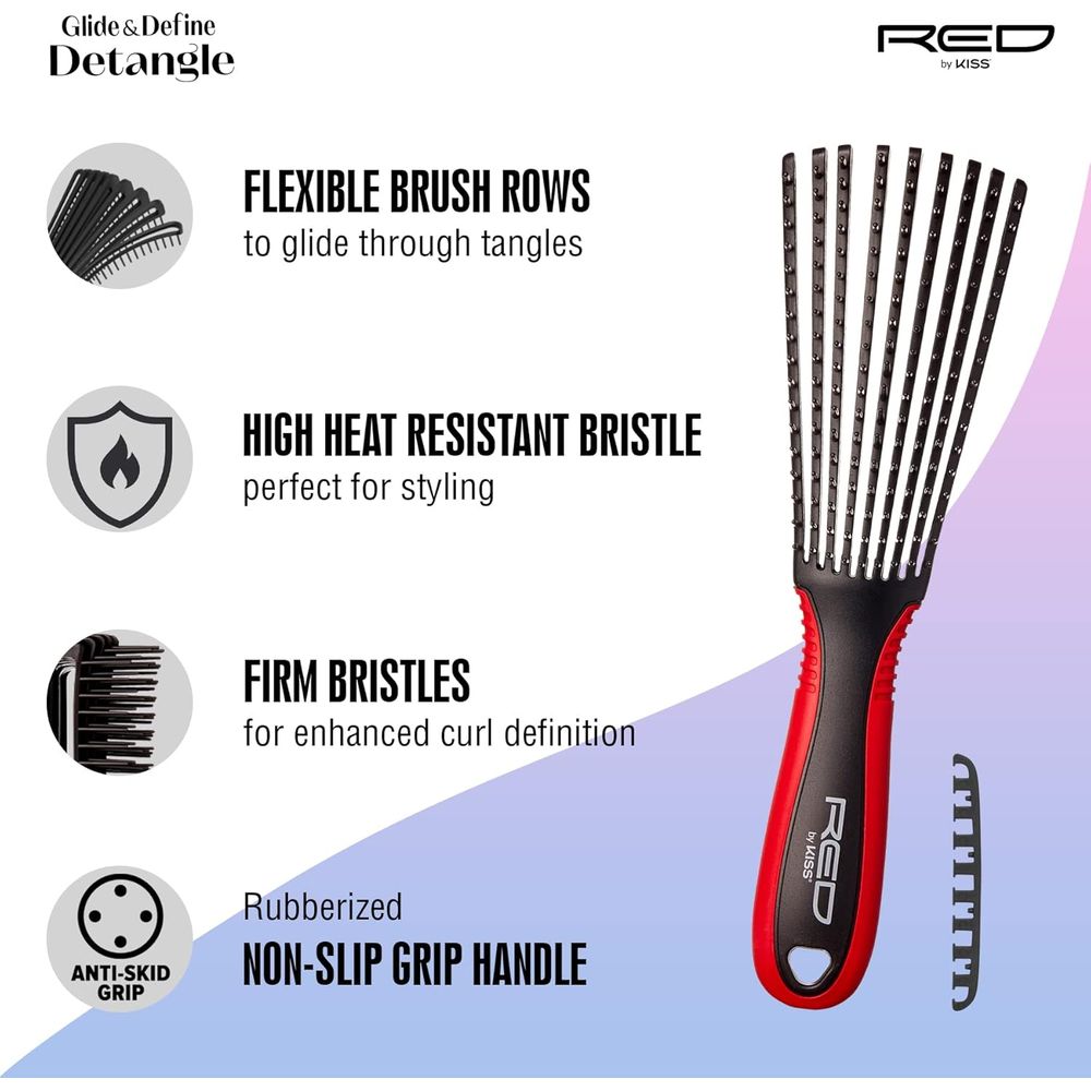 Red by Kiss Glide & Define Brush HH62 – Gentle Detangling & Curl Defining Tool | Size: Compact Detangler - Beauty Exchange Beauty Supply