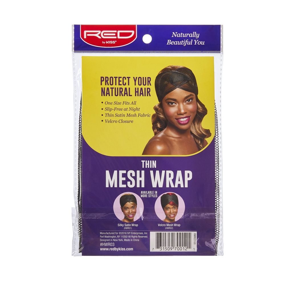 Red by Kiss Hair Wraps | Edge - Setting & Hairline Protection for Natural, Relaxed & Wrapped Styles | Satin (HWR01), Velcro (HWR02), Mesh (HWR03) - Beauty Exchange Beauty Supply