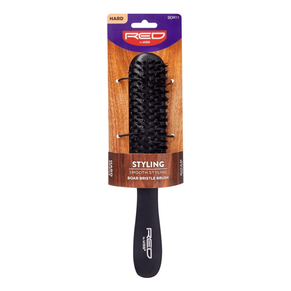 Red by Kiss Hard Styling Boar Brush BOR11 – Firm Bristles for Precision Styling & Wave Control (Hard, Classic Handle) - Beauty Exchange Beauty Supply