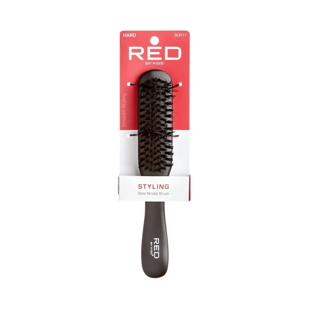 Red by Kiss Hard Styling Boar Brush BOR11 – Firm Bristles for Precision Styling & Wave Control (Hard, Classic Handle) - Beauty Exchange Beauty Supply