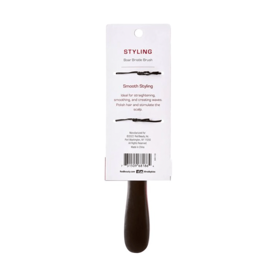 Red by Kiss Hard Styling Boar Brush BOR11 – Firm Bristles for Precision Styling & Wave Control (Hard, Classic Handle) - Beauty Exchange Beauty Supply