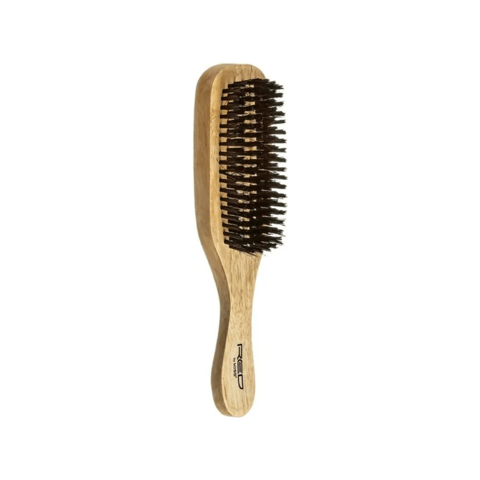 Red by Kiss Hard Wave Boar Brush BOR06 – Deep Bristle Penetration for Coarse Hair & Wolfing Waves (Hard, Classic Handle) - Beauty Exchange Beauty Supply