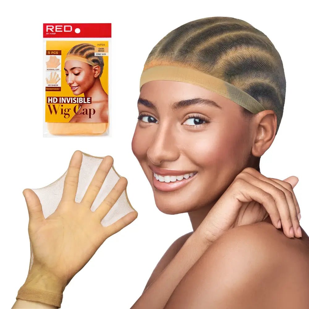 Red by Kiss HD Invisible Wig Cap | Ultra - Thin, Seamless Protection for Flawless Wig Installs | Beige, Dark Beige, Dark Brown - Beauty Exchange Beauty Supply