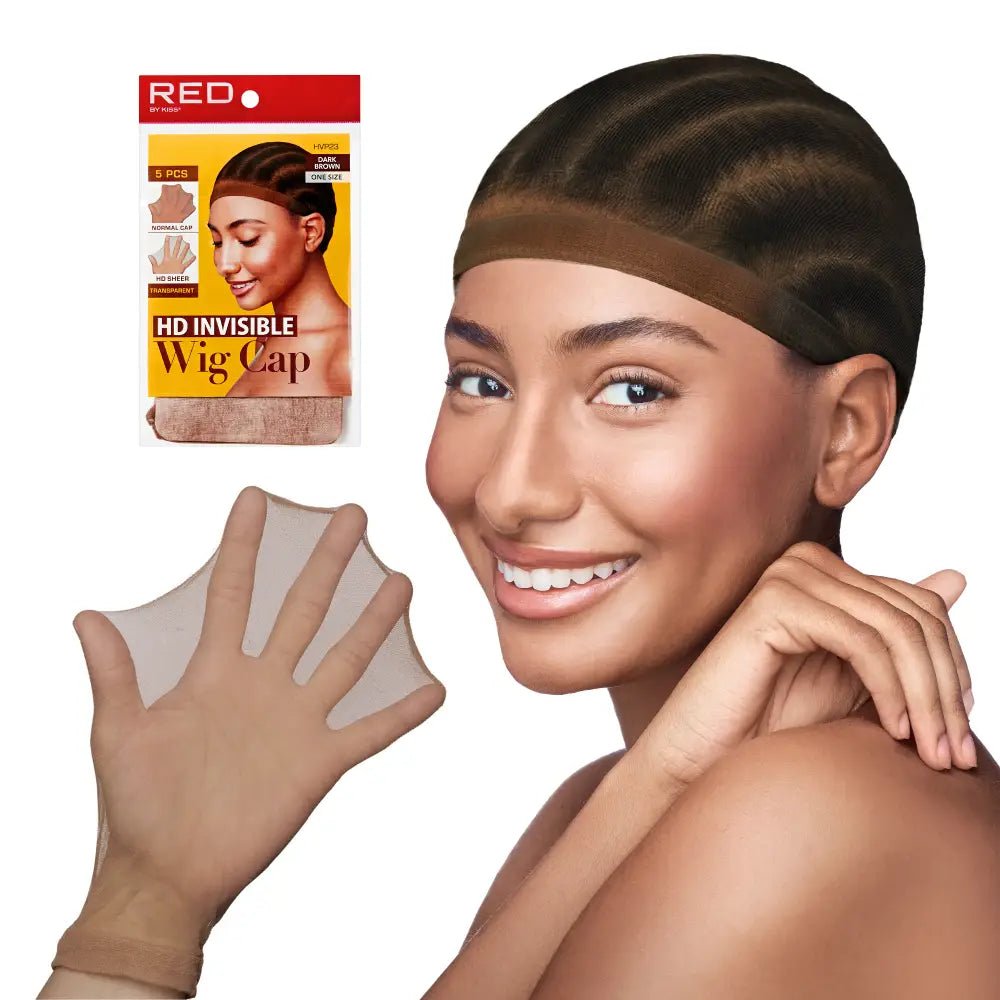Red by Kiss HD Invisible Wig Cap | Ultra - Thin, Seamless Protection for Flawless Wig Installs | Beige, Dark Beige, Dark Brown - Beauty Exchange Beauty Supply