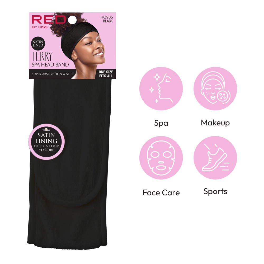 Red by Kiss Hook & Loop Spa Headband – Black - Beauty Exchange Beauty Supply
