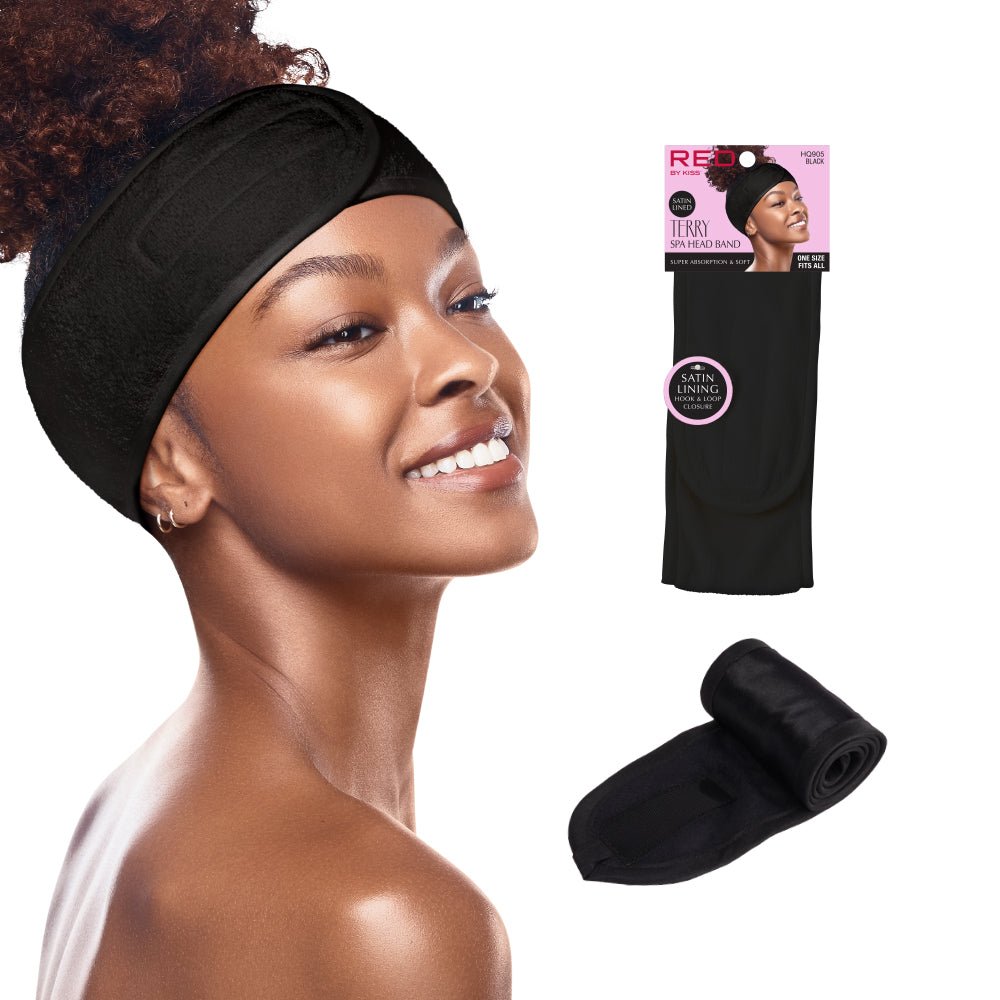 Red by Kiss Hook & Loop Spa Headband – Black - Beauty Exchange Beauty Supply