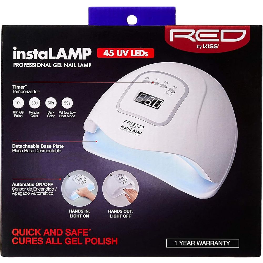 Red by Kiss instaLamp Professional Gel Nail Lamp โ 45 UV LEDs, 4 Timers, Fast Curing for All Gel Types - Beauty Exchange Beauty Supply