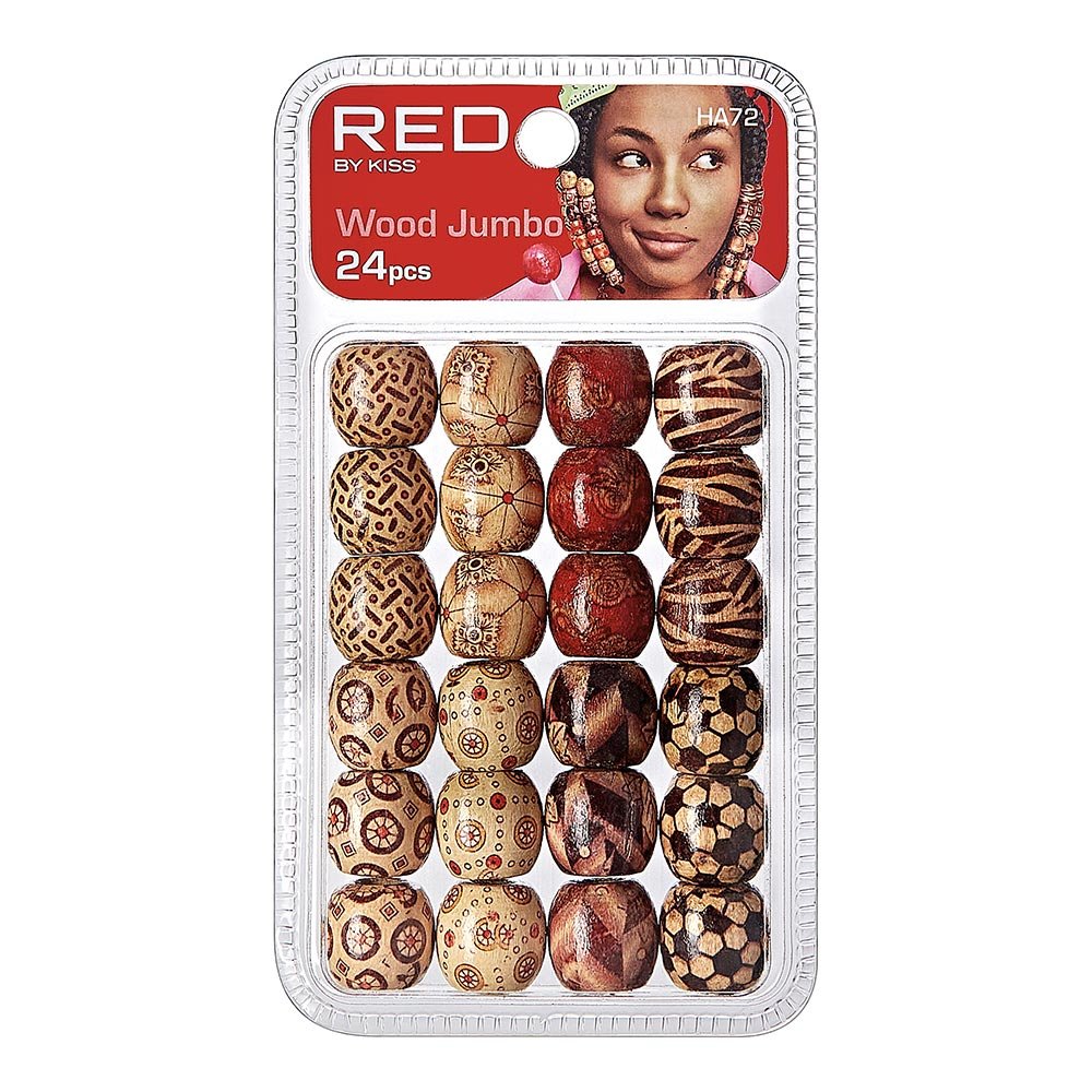 Red by Kiss Jumbo Wood Hair Beads 24pcs - Beauty Exchange Beauty Supply