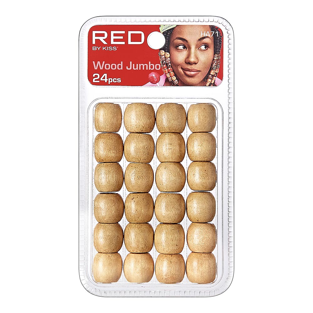 Red by Kiss Jumbo Wood Hair Beads 24pcs - Beauty Exchange Beauty Supply