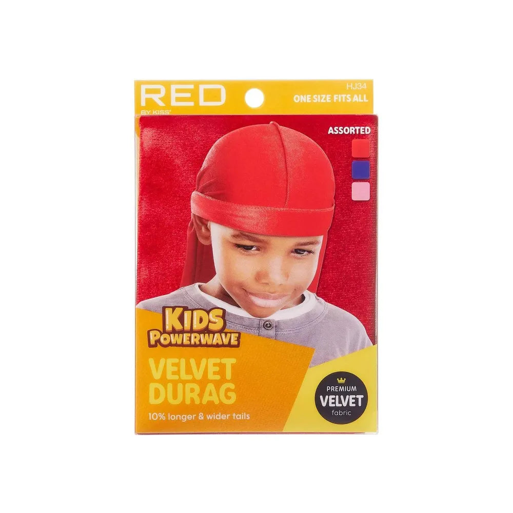 Red by Kiss Kids Power Wave Velvet Durag – Soft Velvet Compression for 360 Waves & Style Protection | HJ33–HJ34 - Beauty Exchange Beauty Supply
