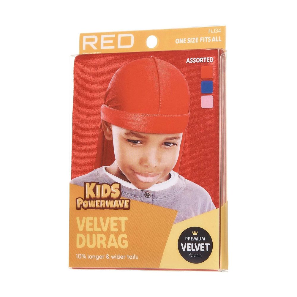 Red by Kiss Kids Power Wave Velvet Durag – Soft Velvet Compression for 360 Waves & Style Protection | HJ33–HJ34 - Beauty Exchange Beauty Supply