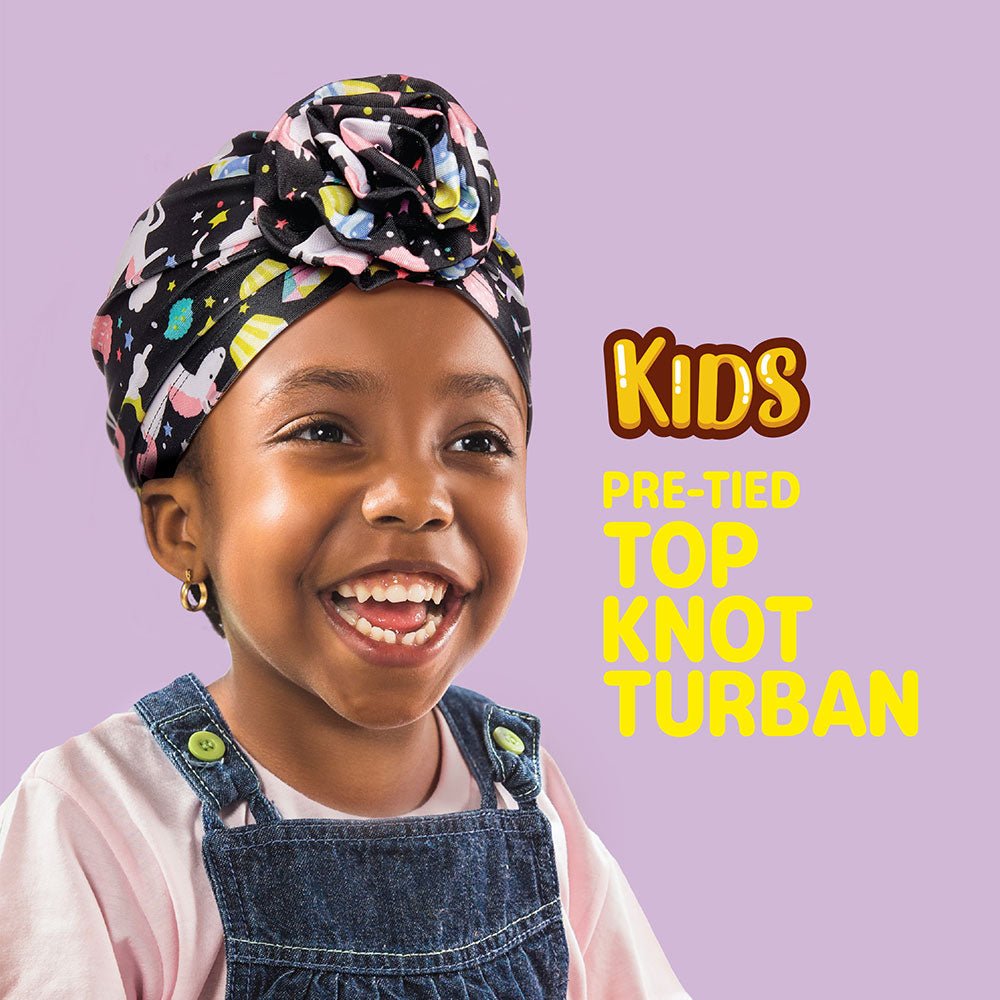 Red by Kiss Kids Pre - Tied Top Knot Turban – Stylish, Slip - On Headwrap for Kids | HJ51–HJ53 - Beauty Exchange Beauty Supply
