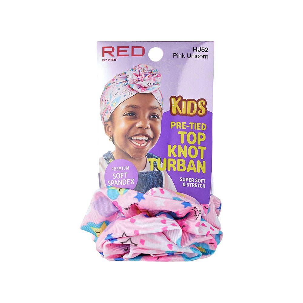 Red by Kiss Kids Pre - Tied Top Knot Turban – Stylish, Slip - On Headwrap for Kids | HJ51–HJ53 - Beauty Exchange Beauty Supply