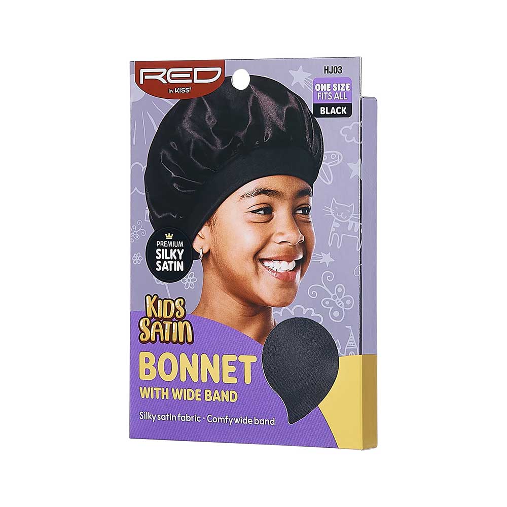 Red by Kiss Kids Satin Bonnet – Frizz - Free Sleep & Cute Prints for Healthy Hair | HJ03–HJ12 - Beauty Exchange Beauty Supply