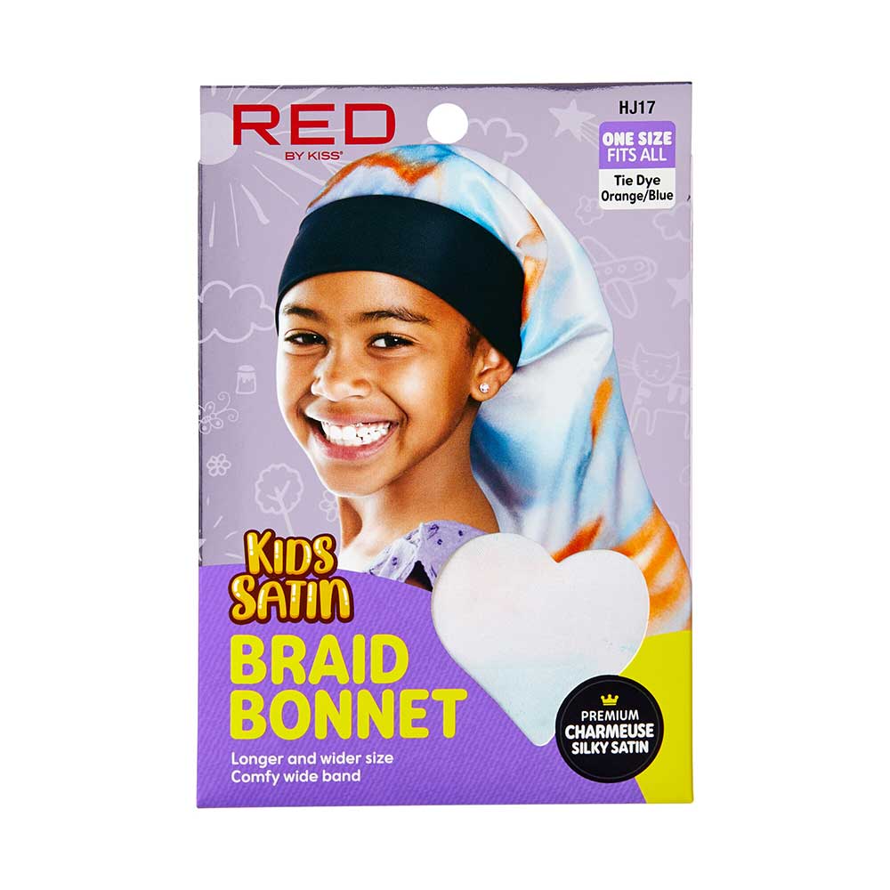 Red by Kiss Kids Satin Braid Bonnet โ Extra Roomy & Print - Perfect for Braids & Twists | HJ15โHJ18 - Beauty Exchange Beauty Supply