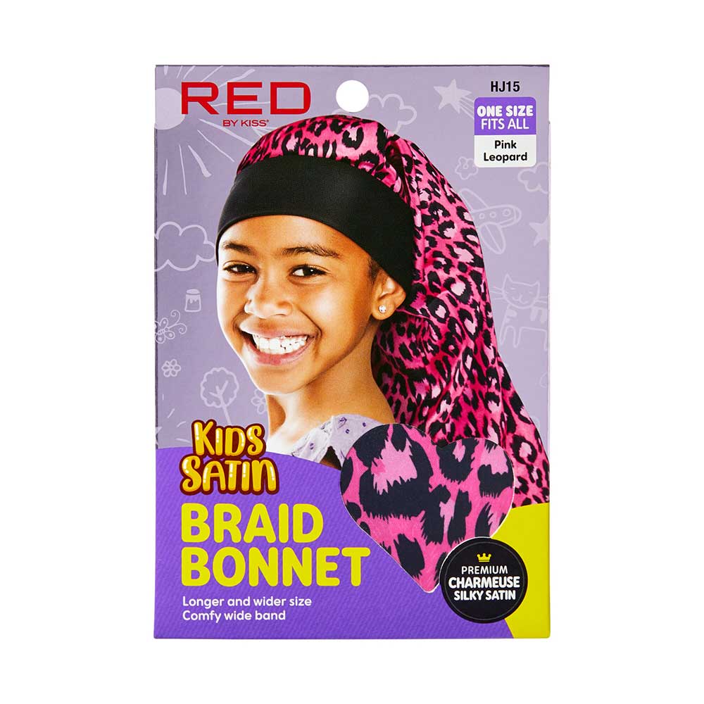 Red by Kiss Kids Satin Braid Bonnet โ Extra Roomy & Print - Perfect for Braids & Twists | HJ15โHJ18 - Beauty Exchange Beauty Supply