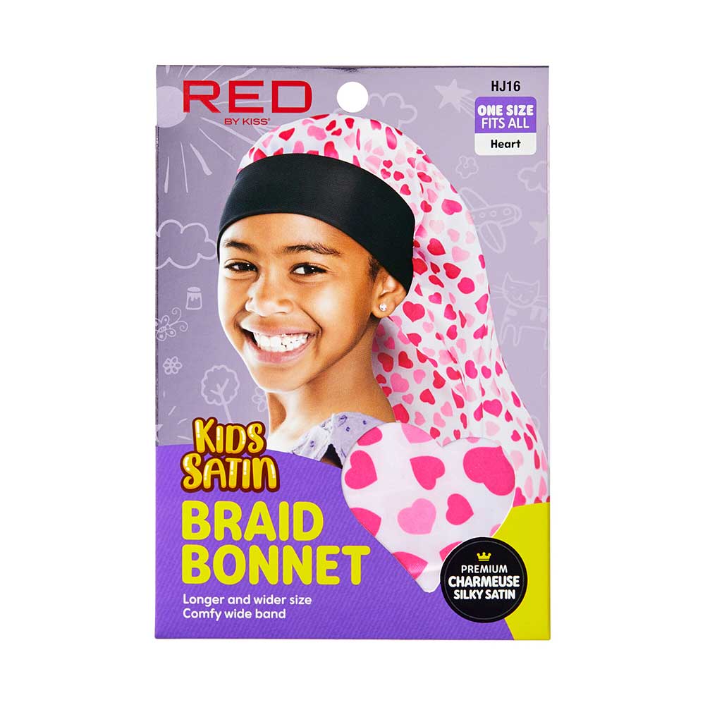Red by Kiss Kids Satin Braid Bonnet โ Extra Roomy & Print - Perfect for Braids & Twists | HJ15โHJ18 - Beauty Exchange Beauty Supply