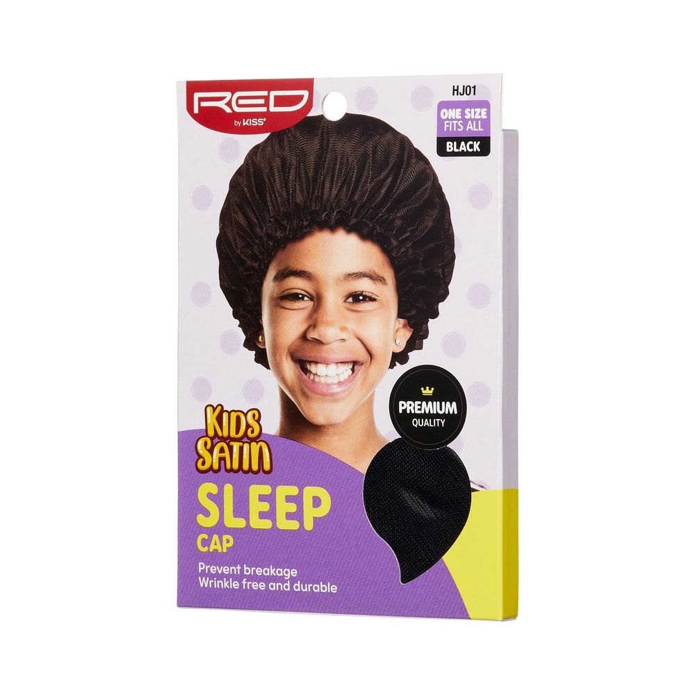 Red by Kiss Kids Satin Sleep Cap – Soft & Gentle Overnight Hair Protection for Kids | HJ01–HJ02 - Beauty Exchange Beauty Supply