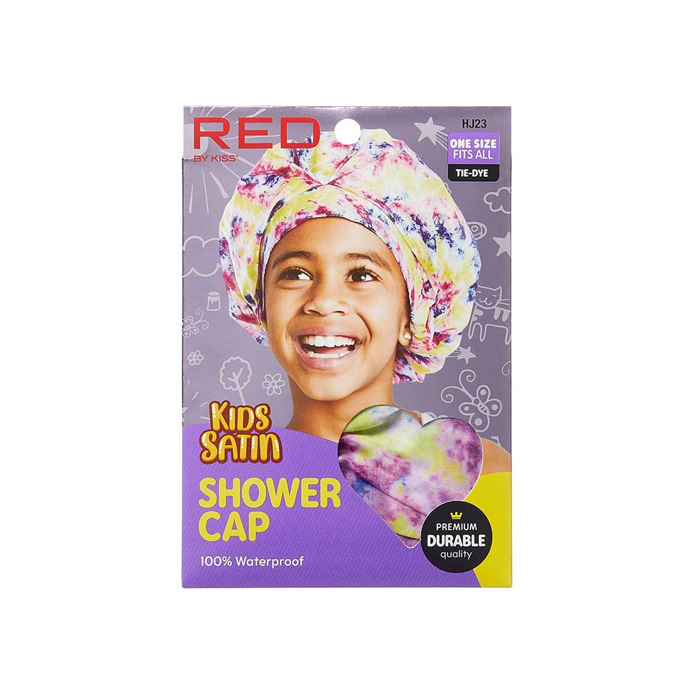 Red by Kiss Kids Soft Vinyl Shower Cap – Leak - Proof & Stylish Bath Time Protection | HJ22–HJ23 - Beauty Exchange Beauty Supply