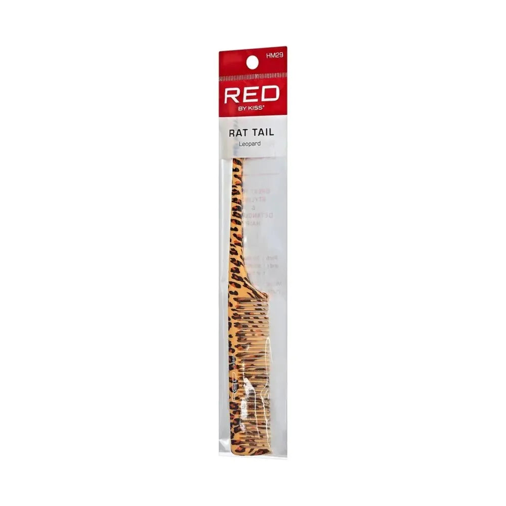 Red by Kiss Leopard Rat Tail Comb | HM29 โ Carbon, Heat - Resistant, & Precision Perfect - Beauty Exchange Beauty Supply