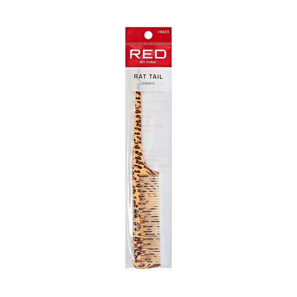 Red by Kiss Leopard Rat Tail Comb | HM29 โ Carbon, Heat - Resistant, & Precision Perfect - Beauty Exchange Beauty Supply
