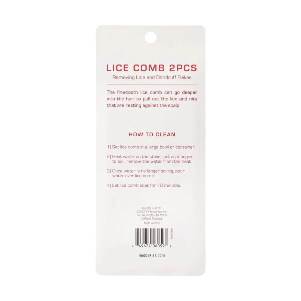 Red by Kiss Lice Comb – 2 Pcs – HM27 | Fine - Tooth Metal & Plastic Combs for Lice & Nit Removal – Precision Grooming Tool Se - Beauty Exchange Beauty Supply