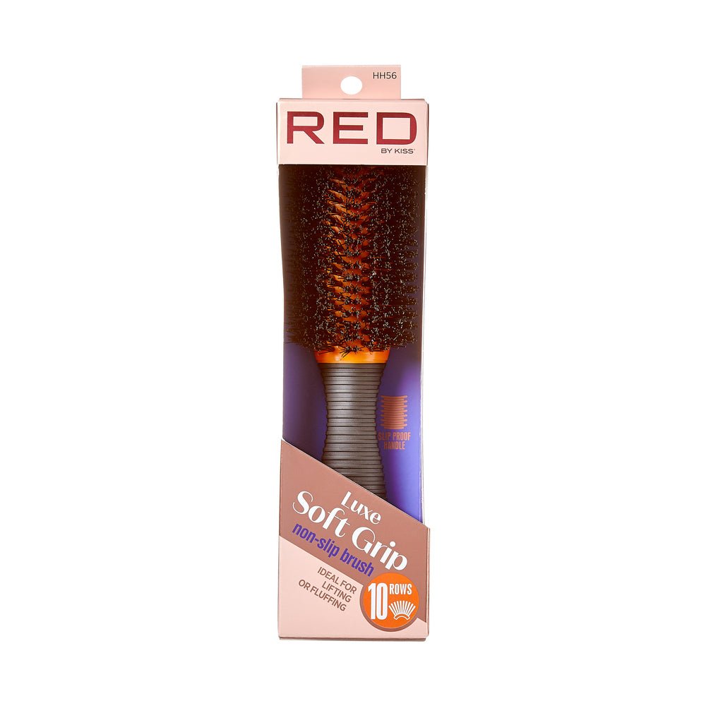 Red by Kiss Luxe Soft Grip Non - Slip Brush 10 Rows HH56 – Frizz - Free Detangling & Secure Styling | Size: 10 - Row Paddle - Beauty Exchange Beauty Supply