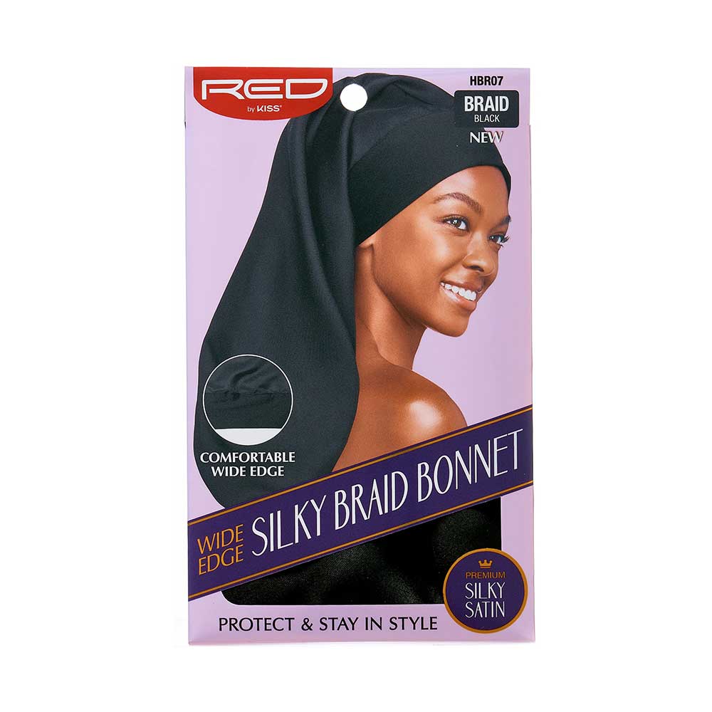 Red by Kiss Luxury Satin Wide Edge Braid Bonnet | Extra Room for Braids & Locs | Black, Assorted, Leopard, Luxury Print | One Size - Beauty Exchange Beauty Supply