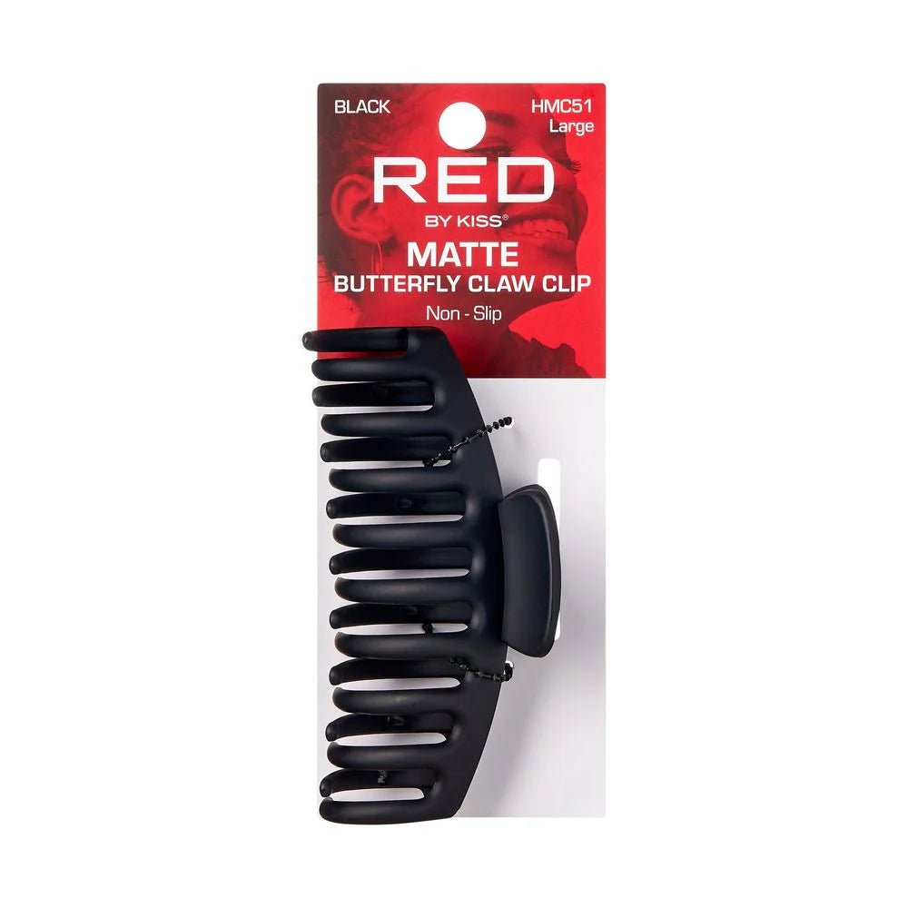 Red by Kiss Matte Butterfly Claw Clip – Large, Black, Soft Grip Hair Accessory (HMC51) - Beauty Exchange Beauty Supply