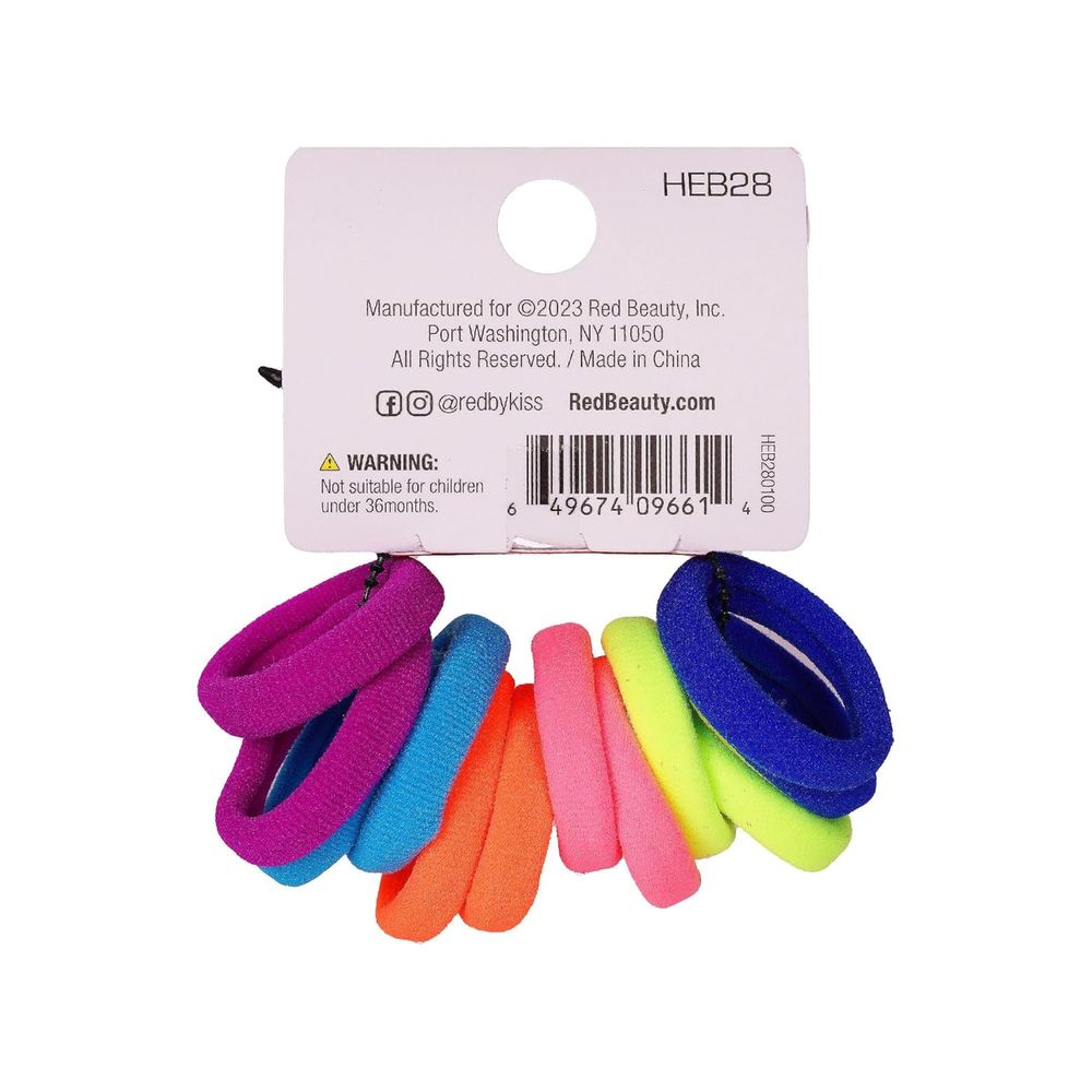 Red by Kiss Mini Ponytail Holders – No Damage, Maximum Hold, 12 Count (Black / Assorted Colors) - Beauty Exchange Beauty Supply