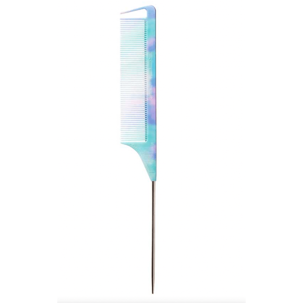Red by Kiss Parting Pin Tail Comb – Blue Tie Dye – HM41 | Precision Comb with Steel Tail for Clean Parts & Cool, Creative Styling - Beauty Exchange Beauty Supply