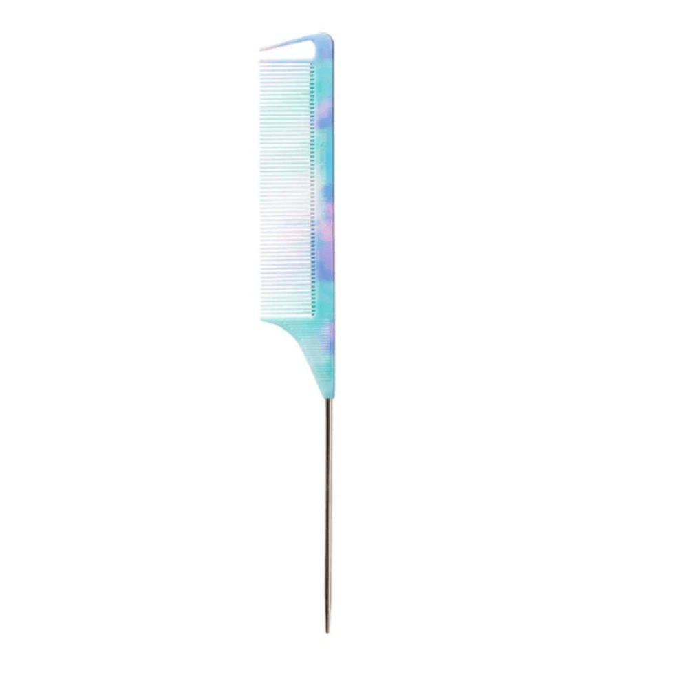 Red by Kiss Parting Pin Tail Comb – Blue Tie Dye – HM41 | Precision Comb with Steel Tail for Clean Parts & Cool, Creative Styling - Beauty Exchange Beauty Supply