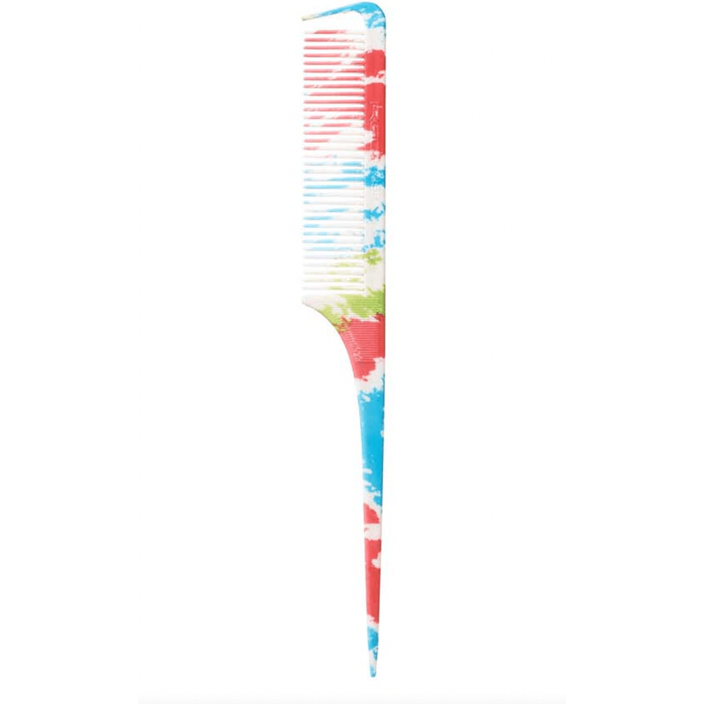 Red by Kiss Parting Pin Tail Comb – Red Tie Dye – HM43 | Fine - Tooth Precision Comb with Steel Tail for Clean Sections & Vibrant Style - Beauty Exchange Beauty Supply