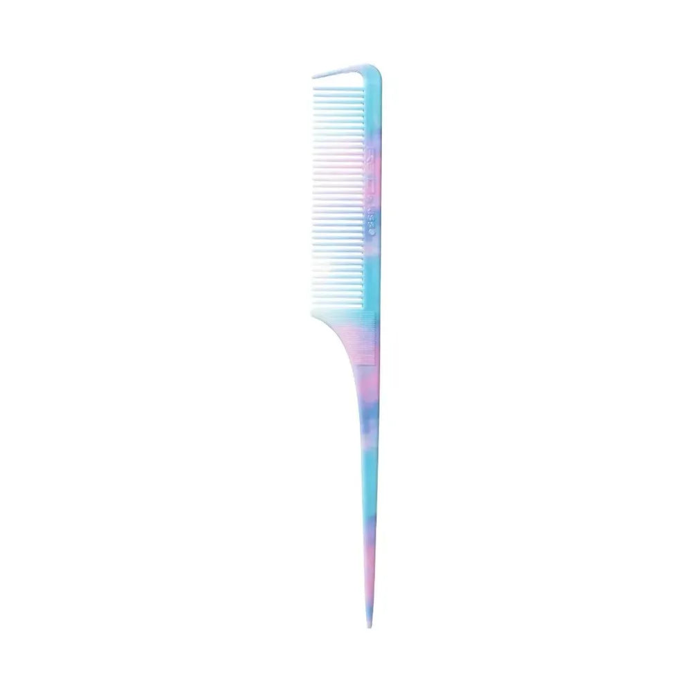 Red by Kiss Parting Rat Tail Comb – Blue Tie Dye – HM42 | Precision Steel Tail Comb for Clean Sections, Braids & Stylish Detailing - Beauty Exchange Beauty Supply