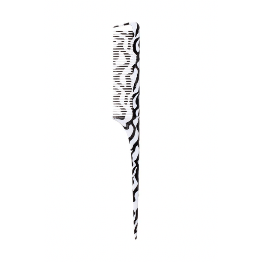 Red by Kiss Parting Rat Tail Comb โ Zebra Print โ HM46 | Precision Steel Tail Comb for Sharp Parting & Bold Styling - Beauty Exchange Beauty Supply